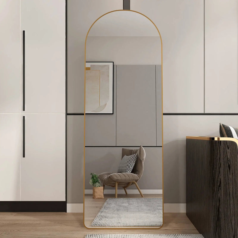 The 4th Generation Floor Mounted Full Length Mirror with Gold Frame by HouseOfZazla