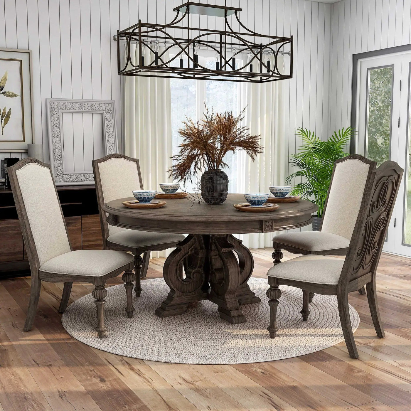 Elegant Dining Set Round Table And Side Chairs by HouseOfZazla