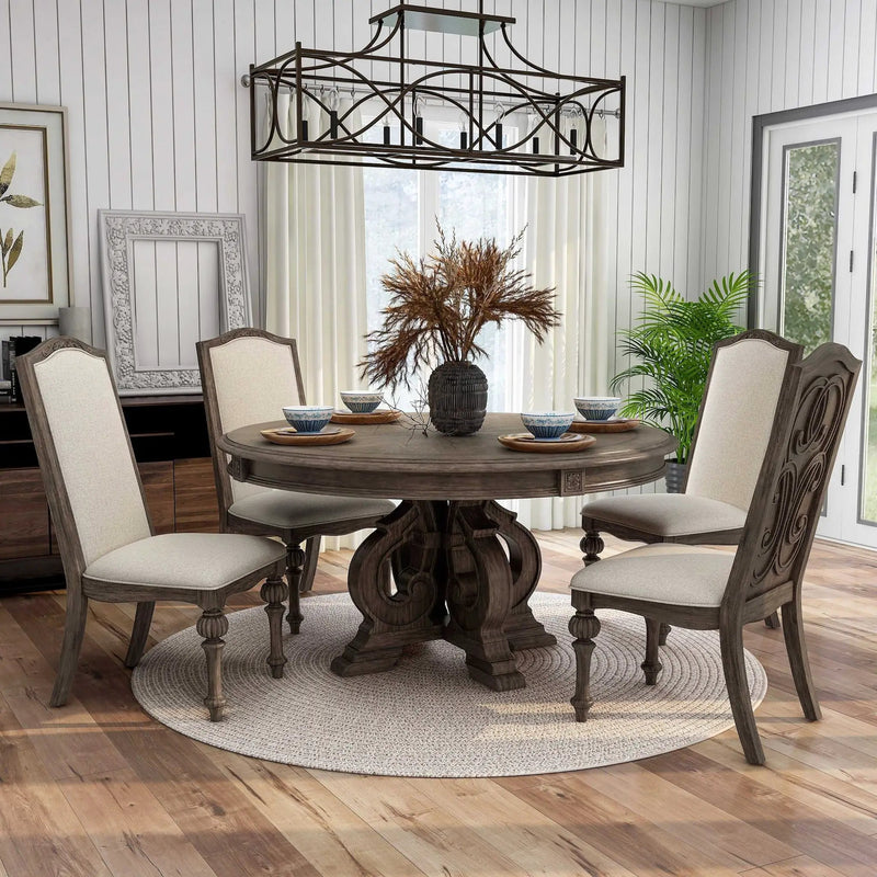 Elegant Dining Set Round Table And Side Chairs by HouseOfZazla