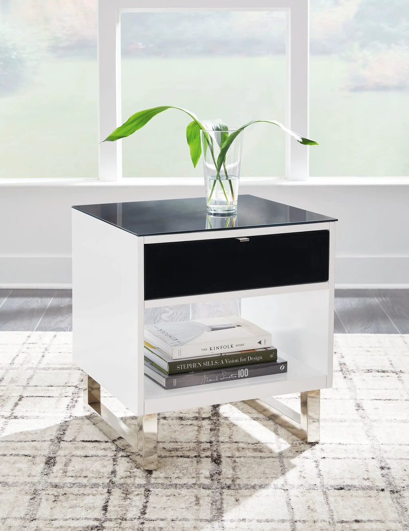 Gardoni - Rectangular End Table - White / Black by Unique Piece Furniture