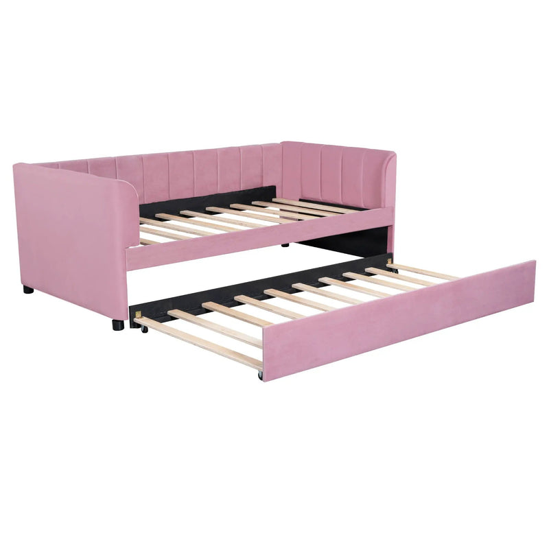 Upholstered Daybed With Ergonomic Design Backrest by HouseOfZazla