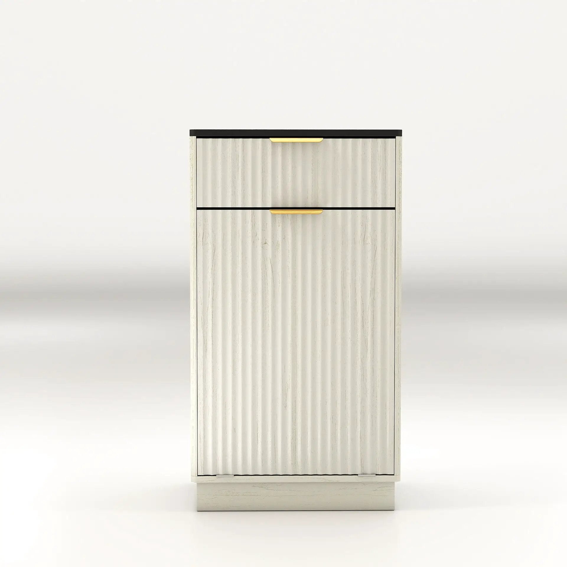 Tilt Out Trash Can Cabinet With Wave Textured Drawer & Pull Out Bin by Unique Piece Furniture