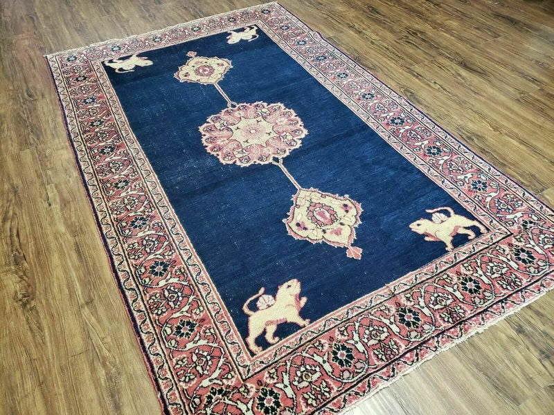 4' X 6' Antique Handmade Turkish Ghiordes Wool Rug Veg Dyes Organic Lion Nice by Jewel Rugs