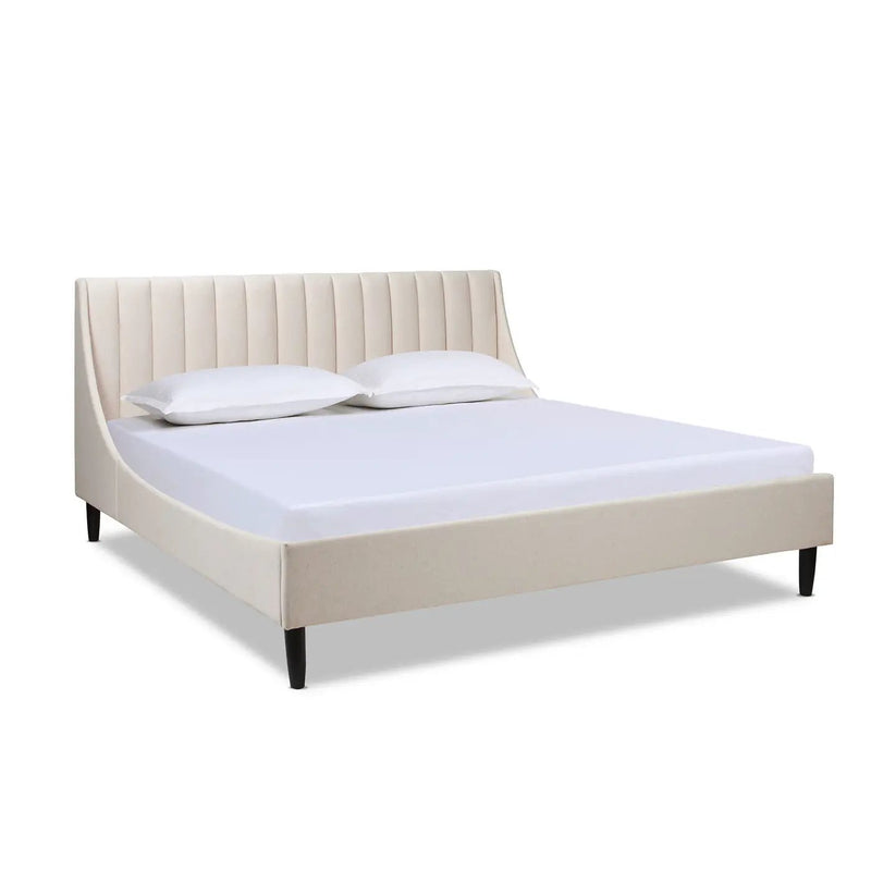 Aspen - King Vertical Tufted Headboard Platform Bed Set - Light Beige by HouseOfZazla