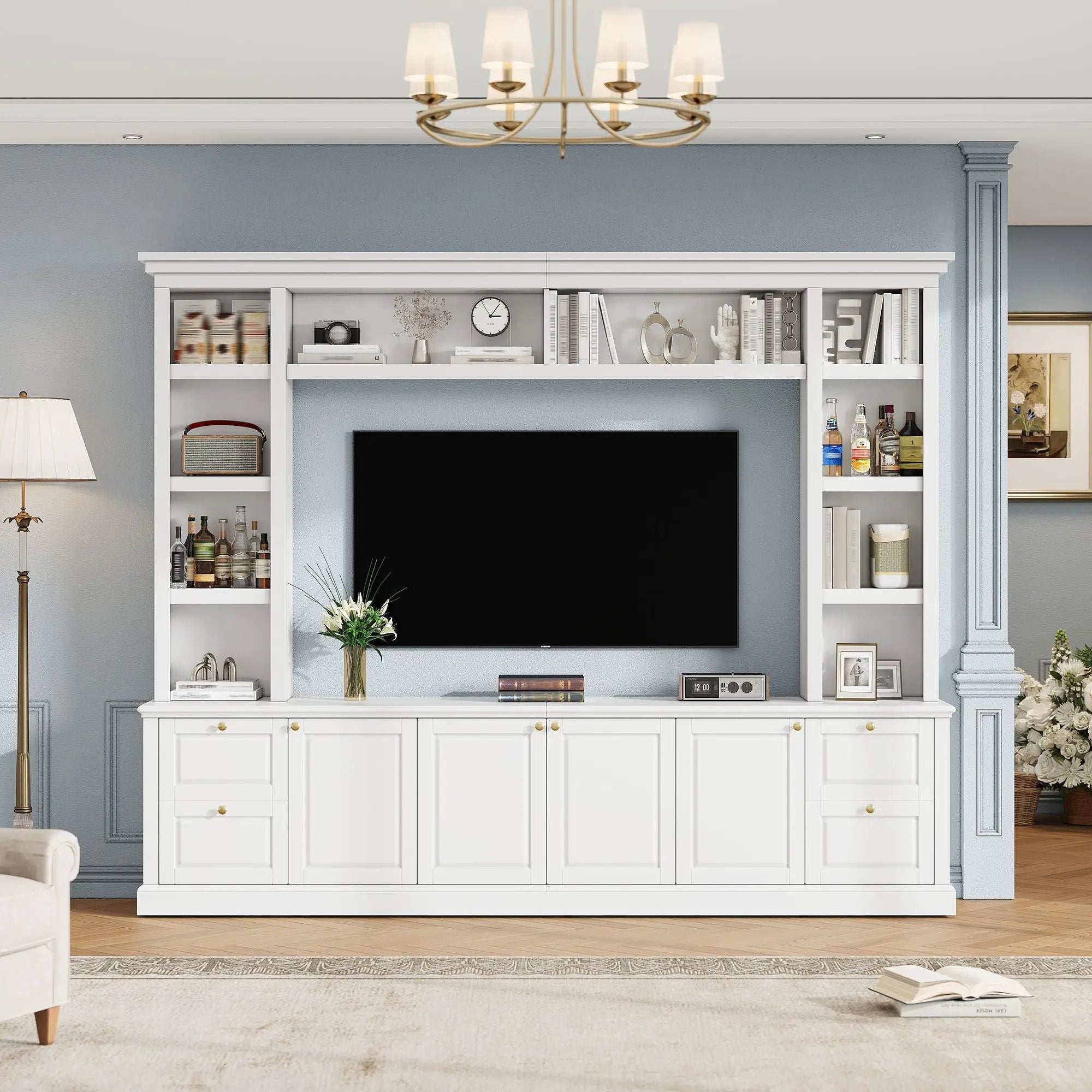 All-In-One TV Stand With Bookcase For TVs Up To 70" by Unique Piece Furniture