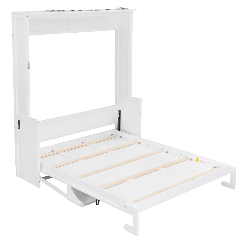 Murphy Bed With Desk, LED Lights & USB Charging Station