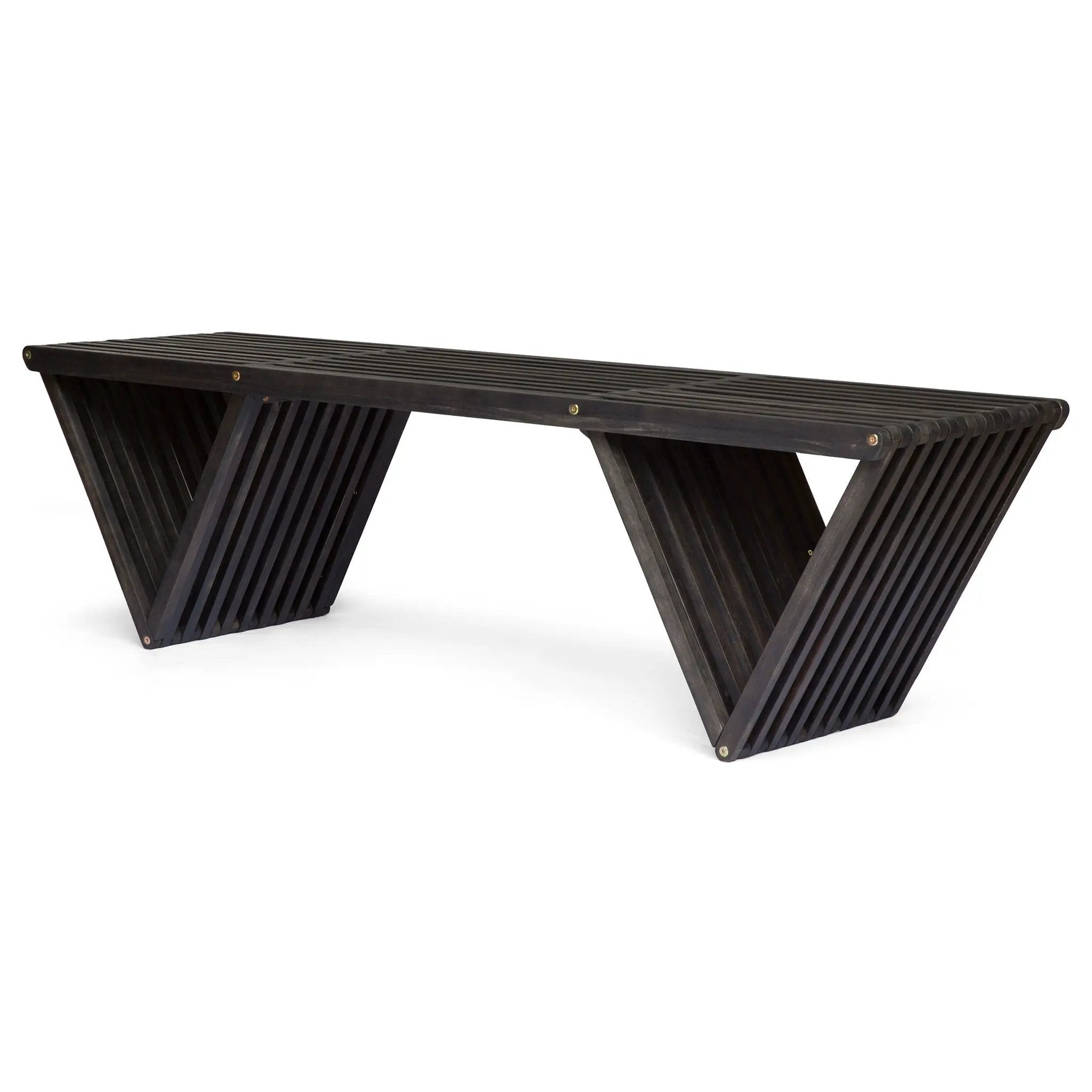 Gloaming Outdoor Bench with Slat Design and Triangular Base by HouseOfZazla