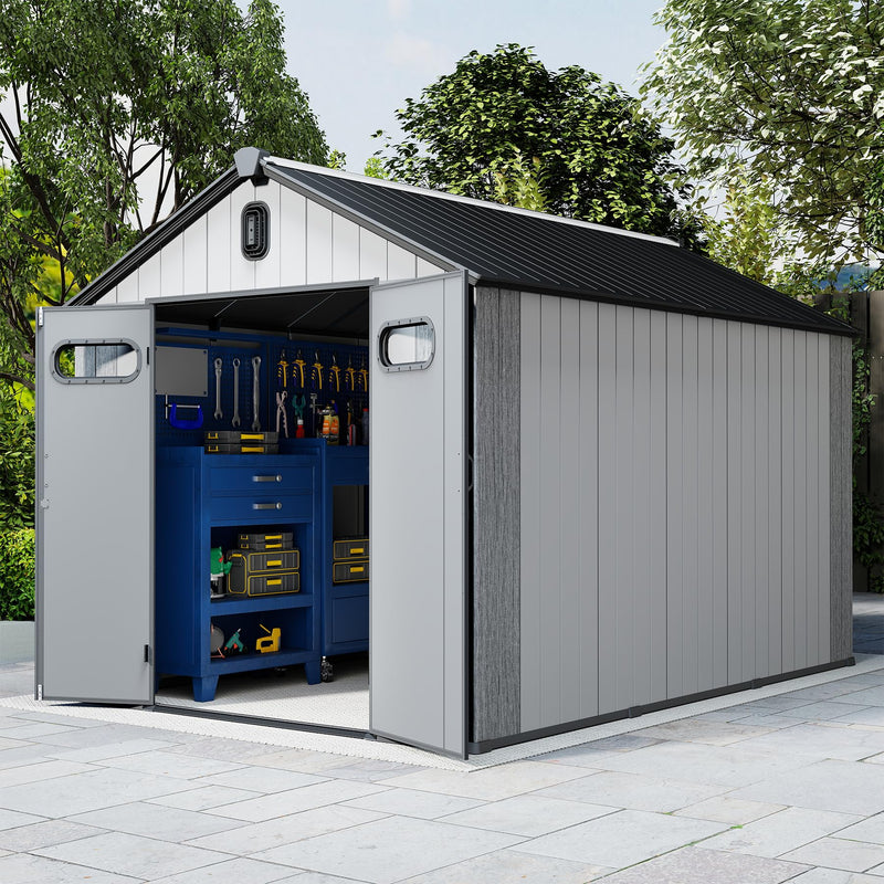 8x14Ft Resin Outdoor Storage Shed with Carpet by HouseOfZazla