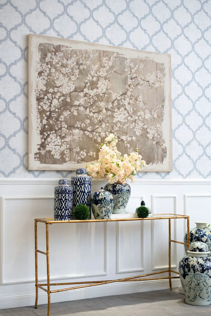Large Cherry Blossom Canvas Art Print, Home Decor Accent Piece - Gray / White Matte by HouseOfZazla