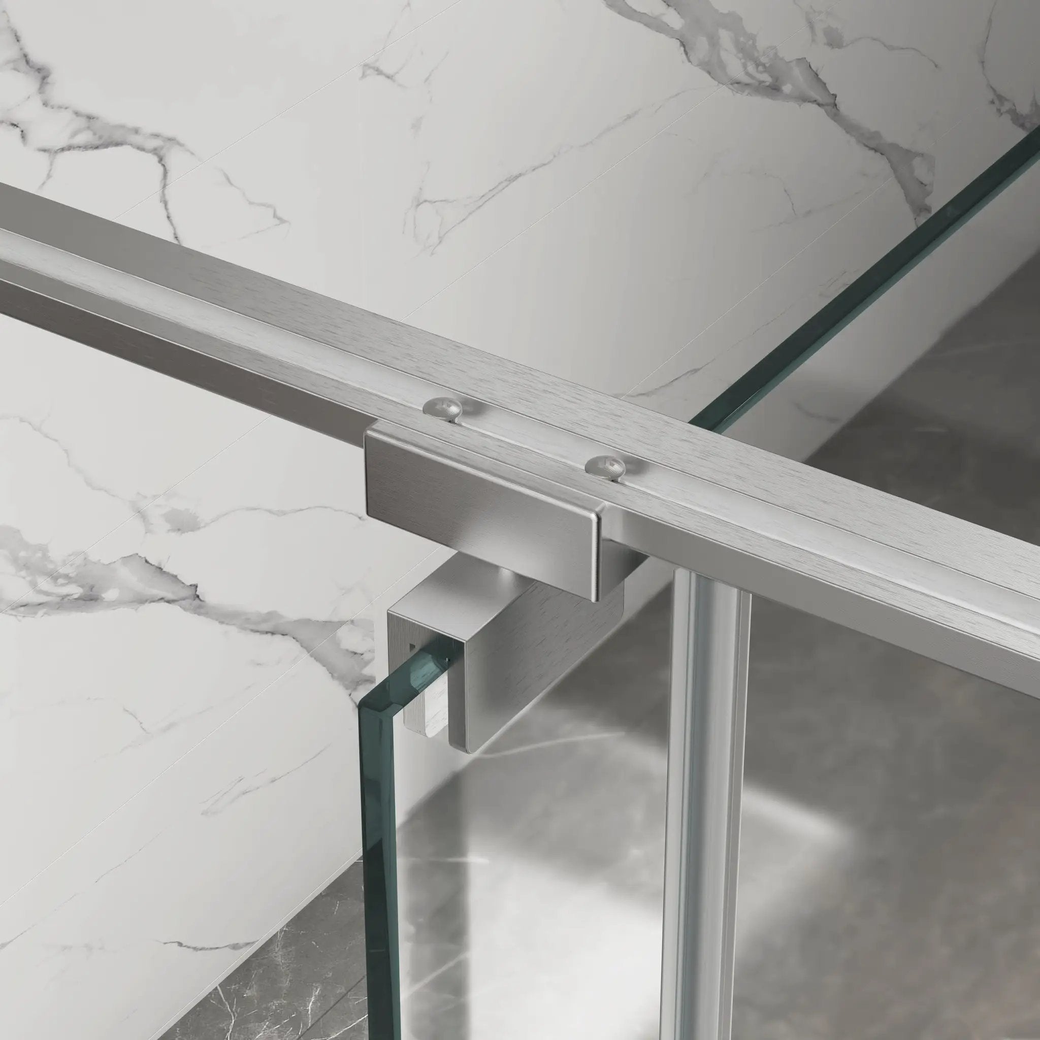 44-48"W x 74"H Pivot Shower Door with Brushed Nickel Finish by HouseOfZazla