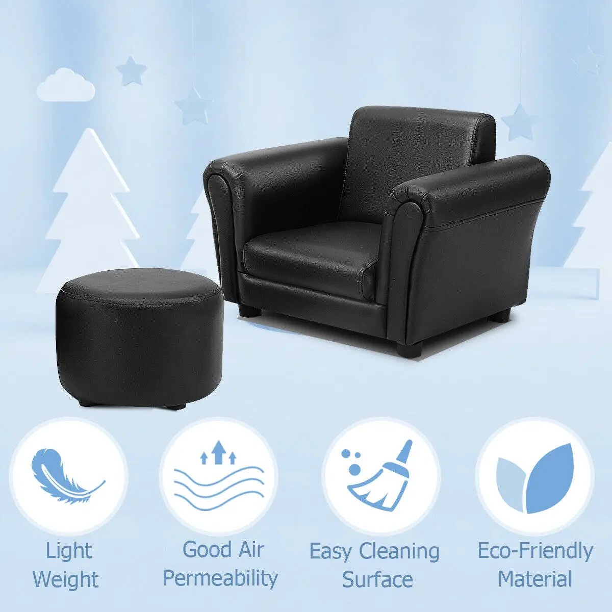 Kids Armrest Sofa with Ottoman by DirectDeals