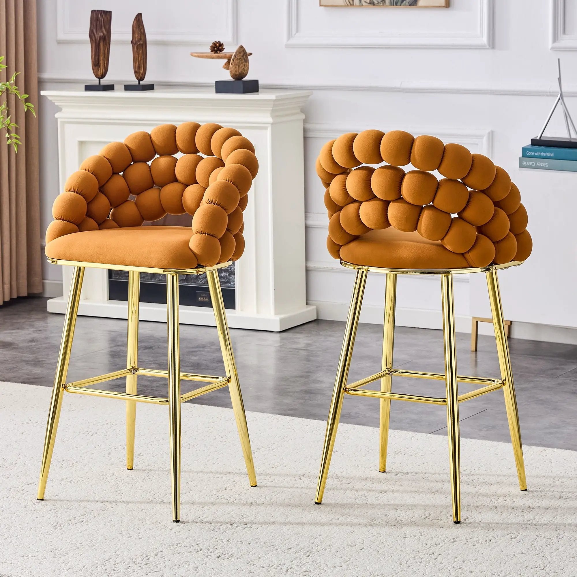 Bubble, Ball Chain Tufted Bar Chairs For Kitchen Island & Home Bar (Set of 2) by HouseOfZazla