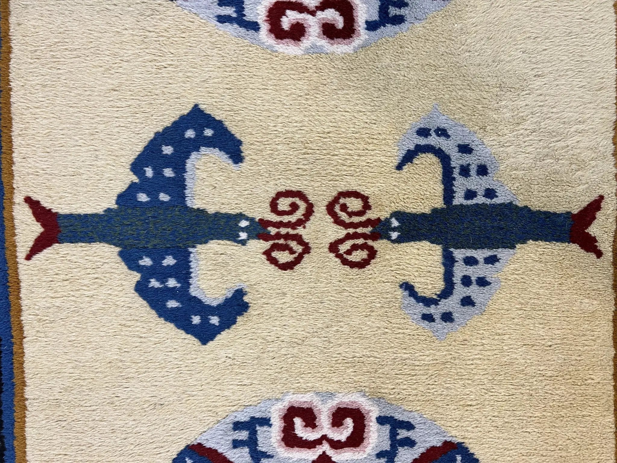 Chinese Rug 3x6 ft, Chinese Wool Rug, Tiensin Rug, Handmade Wool 3 x 6 Vintage Peking Rug, Art Deco Rug, Butterflies by Jewel Rugs