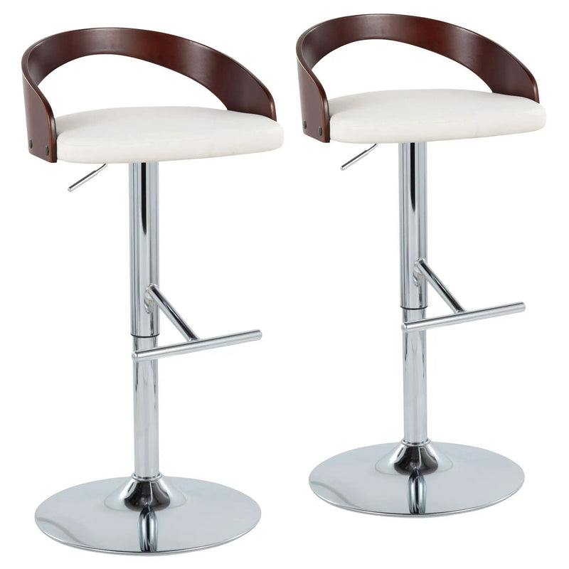 Grotto - Contemporary Adjustable Height Barstool With Swivel With Straight T Footrest (Set of 2) by Unique Piece Furniture