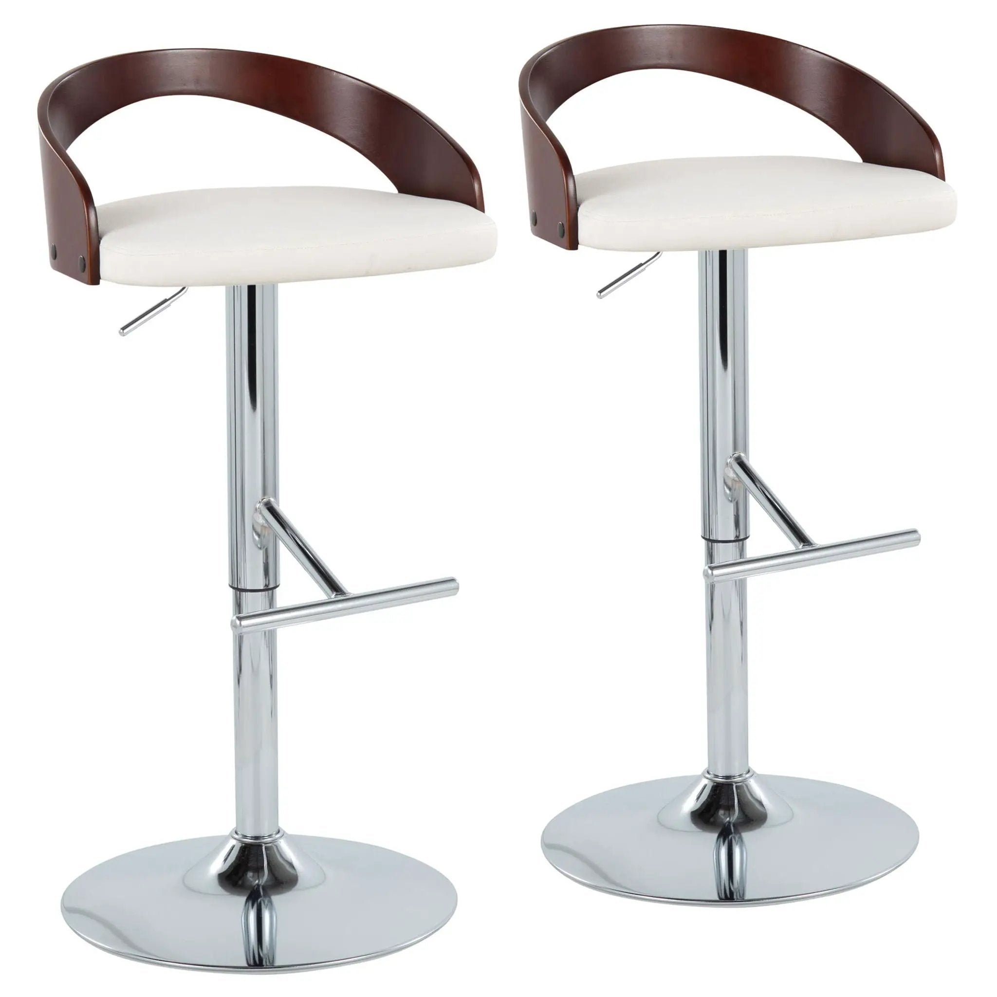 Grotto - Contemporary Adjustable Height Barstool With Swivel With Straight T Footrest (Set of 2) by HouseOfZazla