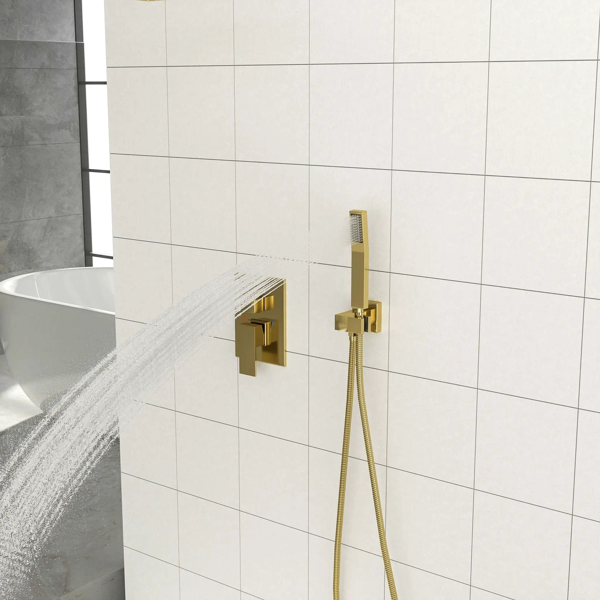 Dual Shower Head System With Ceiling Mount And Rough In Valve by HouseOfZazla