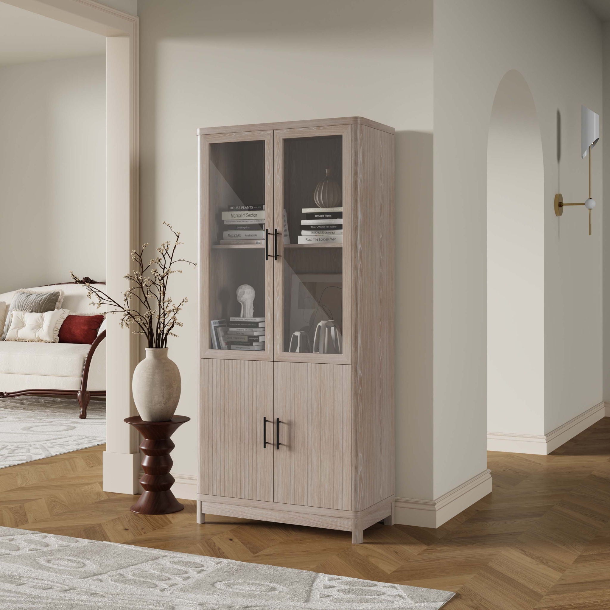 Jodie - Bookcase Cabinet With 6 Adjustable Shelves - Oak by HouseOfZazla