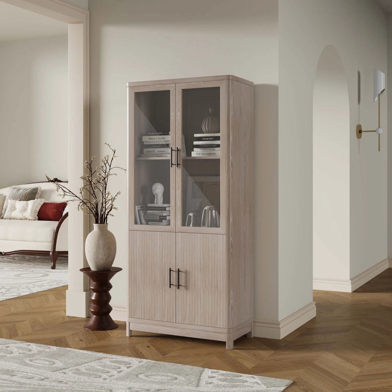 Jodie - Bookcase Cabinet With 6 Adjustable Shelves - Oak by HouseOfZazla