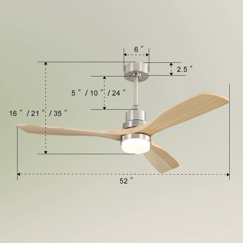 Ceiling Fan With Dimmable LED Light 6 Speed Remote 3 Wood Blade Reversible DC Motor For Bedroom - Brushed Nickel by HouseOfZazla