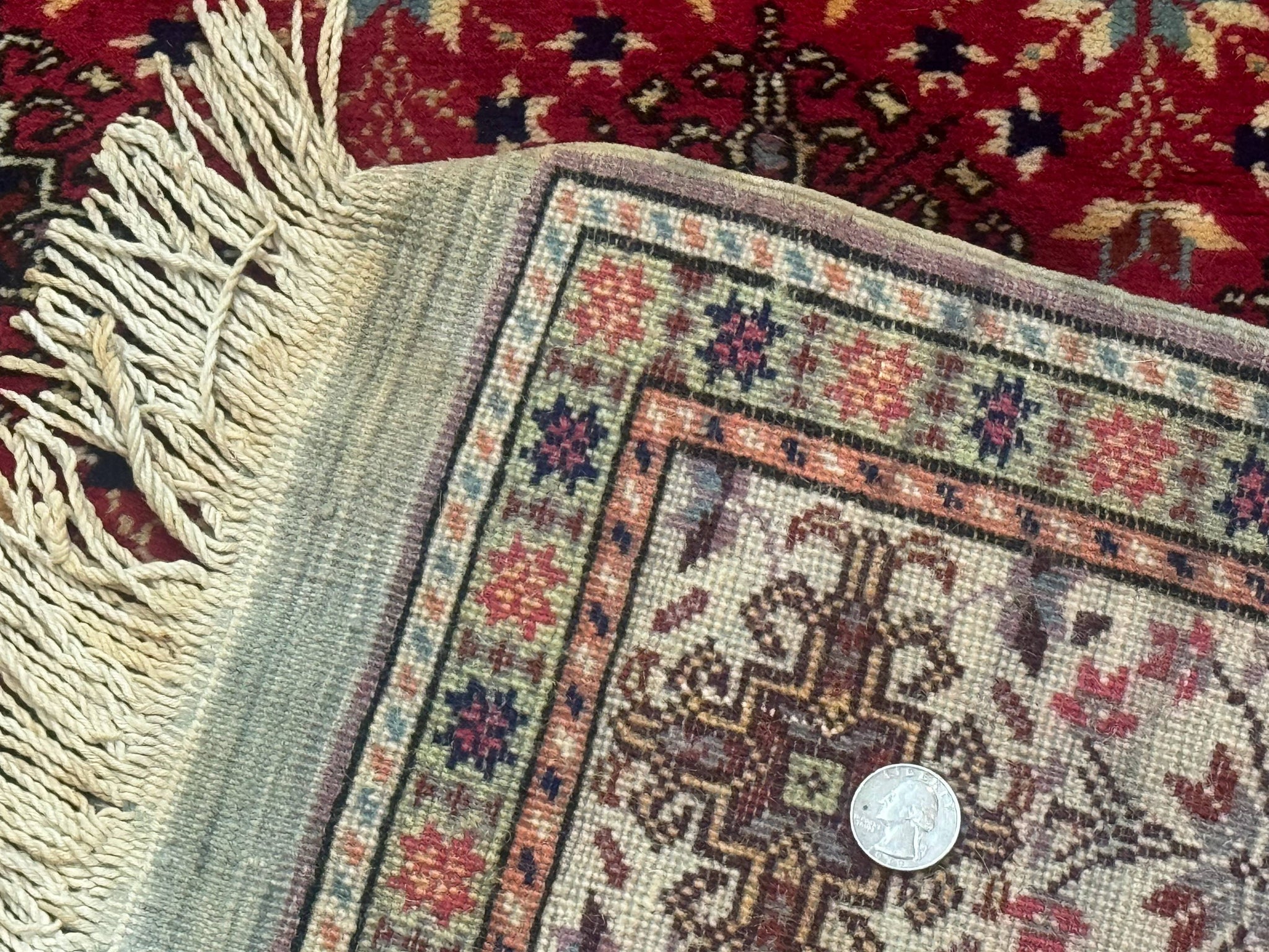 Turkish Sivas Rug 4x6, Red and Cream, Allover Design, Handmade Vintage by Jewel Rugs