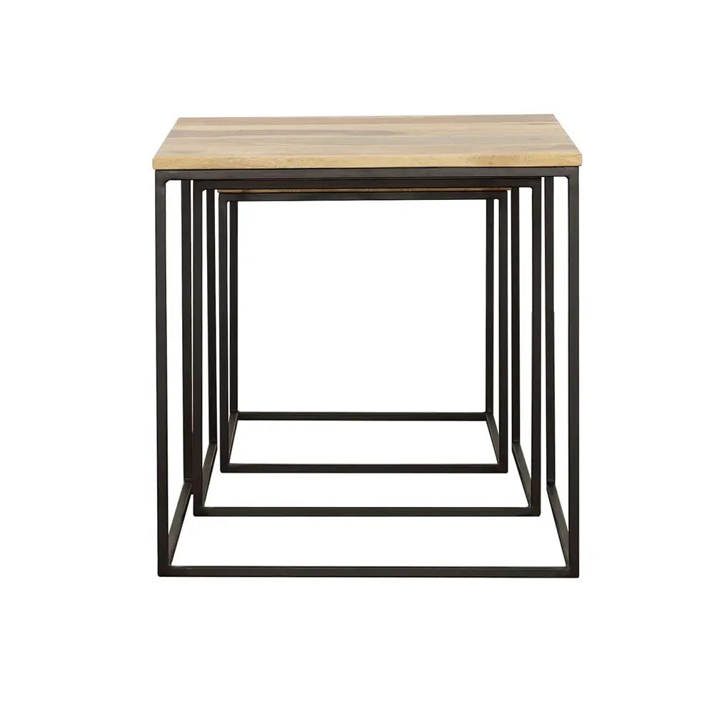 Belcourt 3-piece Square Nesting Tables Natural and Black by Unique Piece Furniture