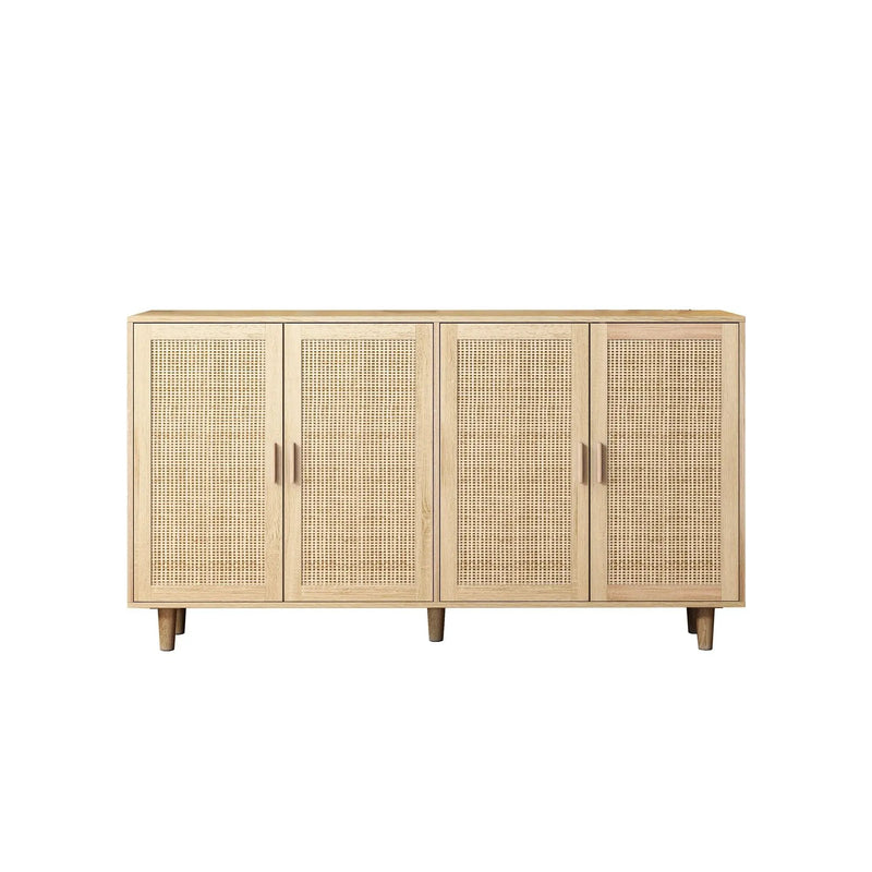 Elegant And Functional 4 Door Rattan Decorative Storage Cabinet by HouseOfZazla