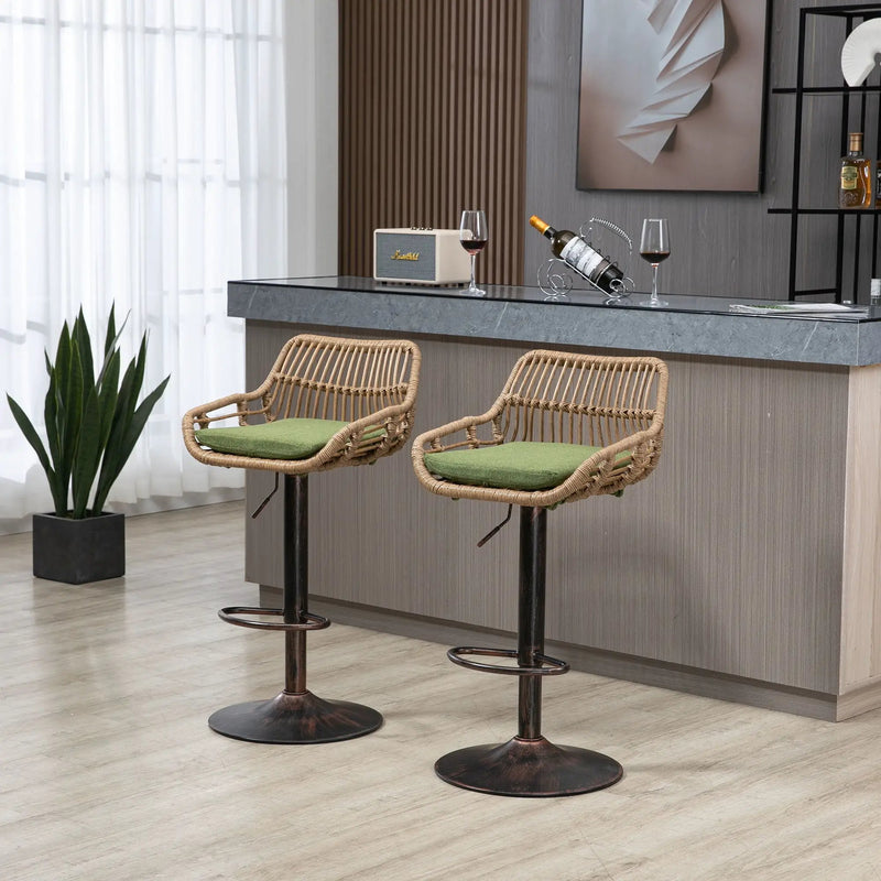 Modern Swivel Bar Stools Adjustable Counter Chairs With Footrest (Set of 2) by HouseOfZazla