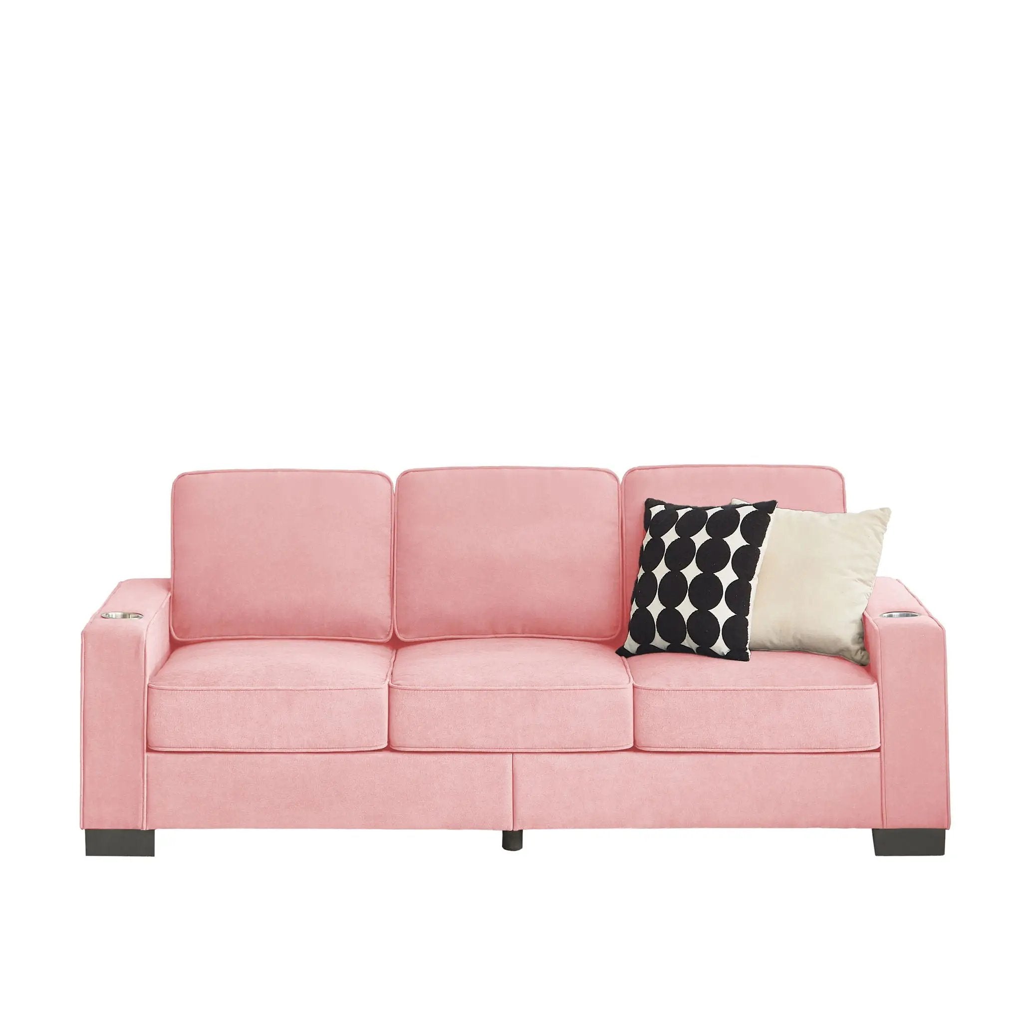 Modern Snowfleece Fabric 3 Seater Sofa With Cup Holder by HouseOfZazla