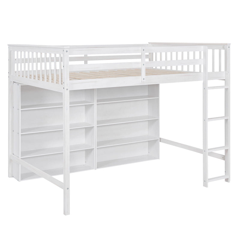 Loft Bed With 8 Open Storage Shelves And Built In Ladder by HouseOfZazla