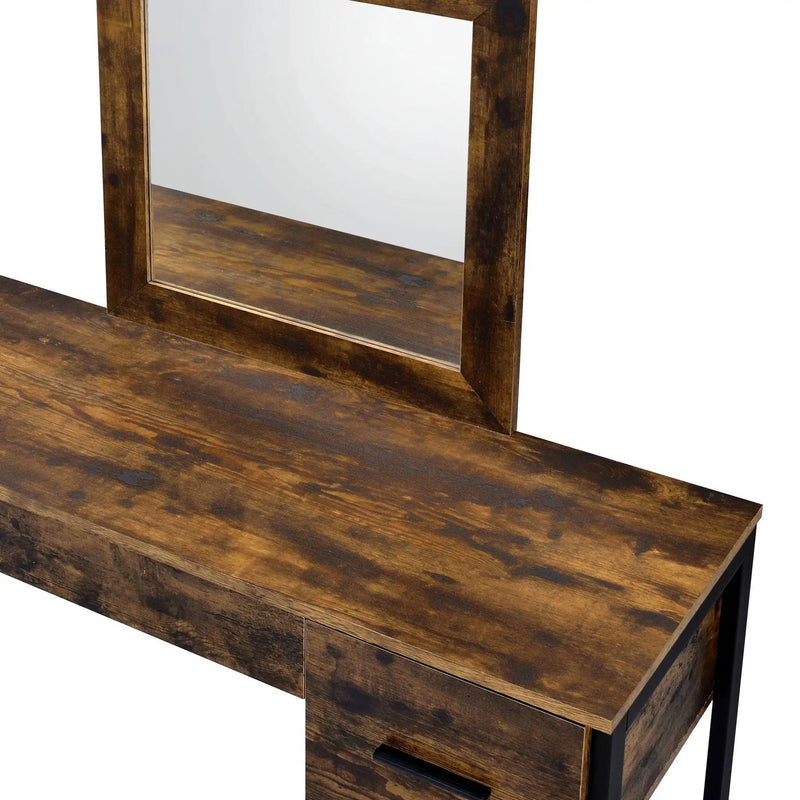 Juvanth Rustic Vanity Desk Mirror - Oak by HouseOfZazla