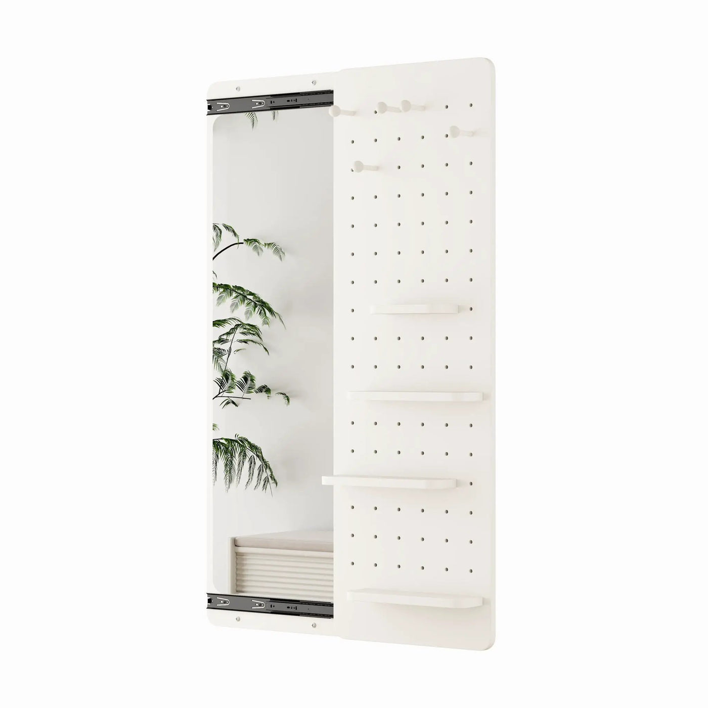 Wall Mounted Full Length Mirror With Shelf And Hook by Unique Piece Furniture