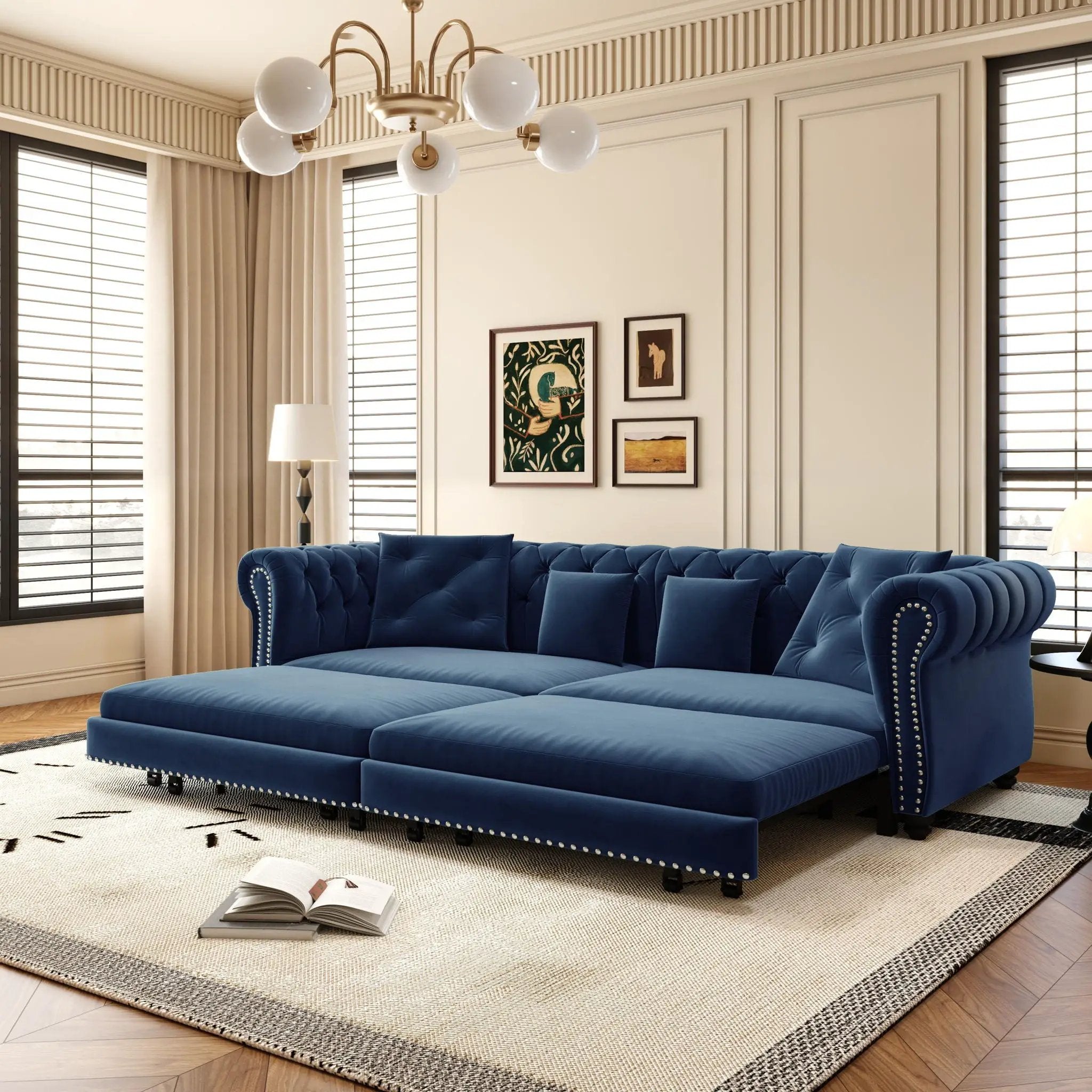 3 In 1 Convertible Sleeper Sofa Bed With Movable Ottoman by HouseOfZazla