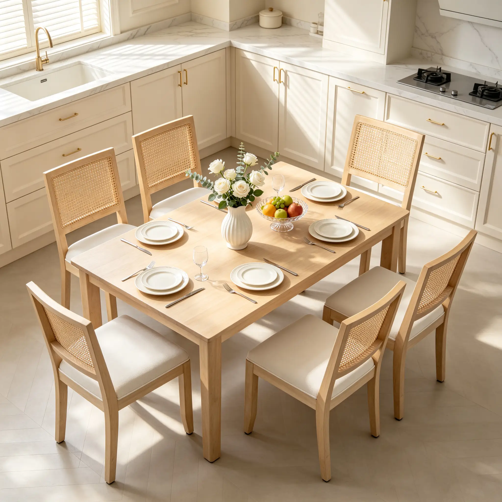 Farmhouse Rattan Dining Chairs Set of 2 by HouseOfZazla