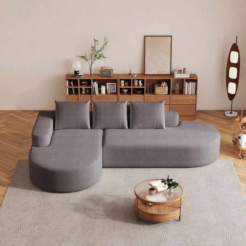 Modern Curved Sofa, L-Shaped Modular Sectional Set With 3 Pillows by HouseOfZazla