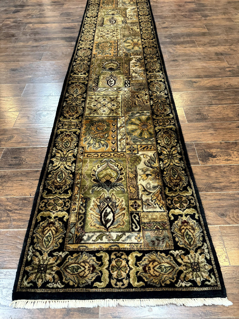 Indian Runner Rug 3x14, Panel Design, Oriental Carpet for Hallway by Jewel Rugs