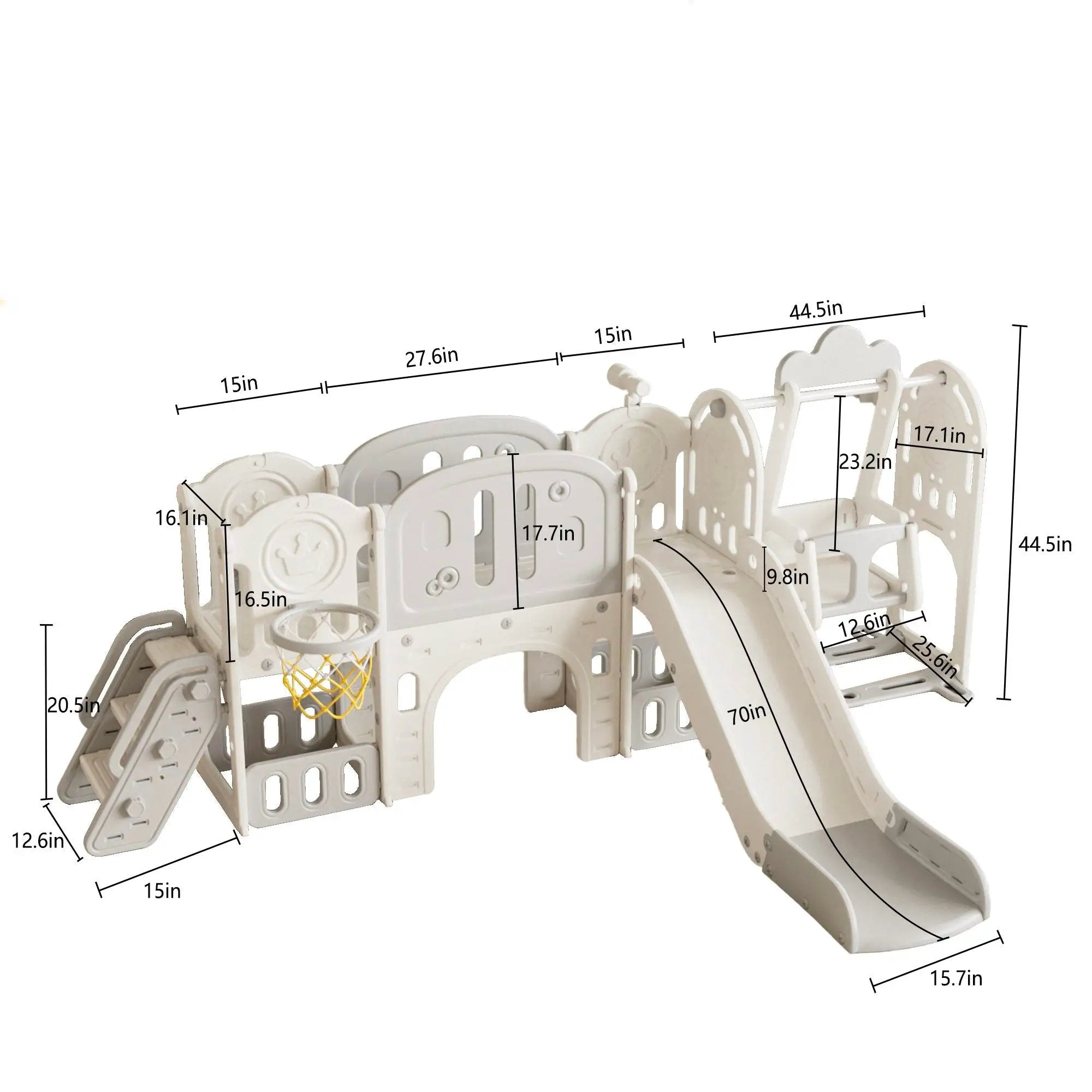 Toddler Slide Kids Playground With Basketball Hoop And Swing by HouseOfZazla
