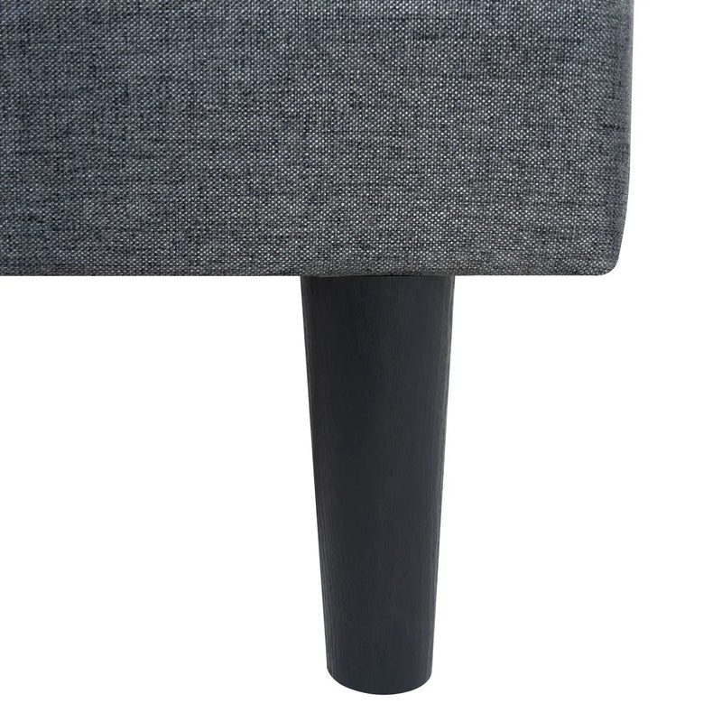 Queen Size Upholstered Platform Bed Frame With Button Tufted Linen Fabric Headboard - Dark Gray by HouseOfZazla