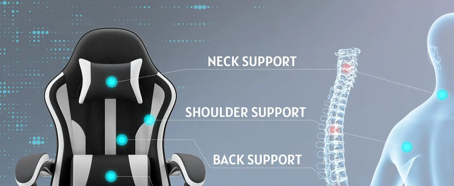 Ergonomic Gaming Chair with Footrest and Lumbar Support by HouseOfZazla