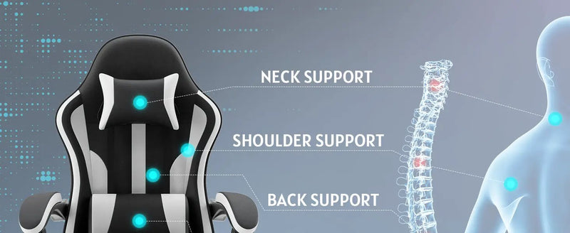Ergonomic Gaming Chair with Footrest and Lumbar Support by HouseOfZazla