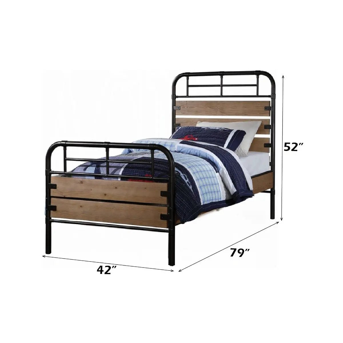 Adams - Twin Bed - Antique Oak & Black by Unique Piece Furniture