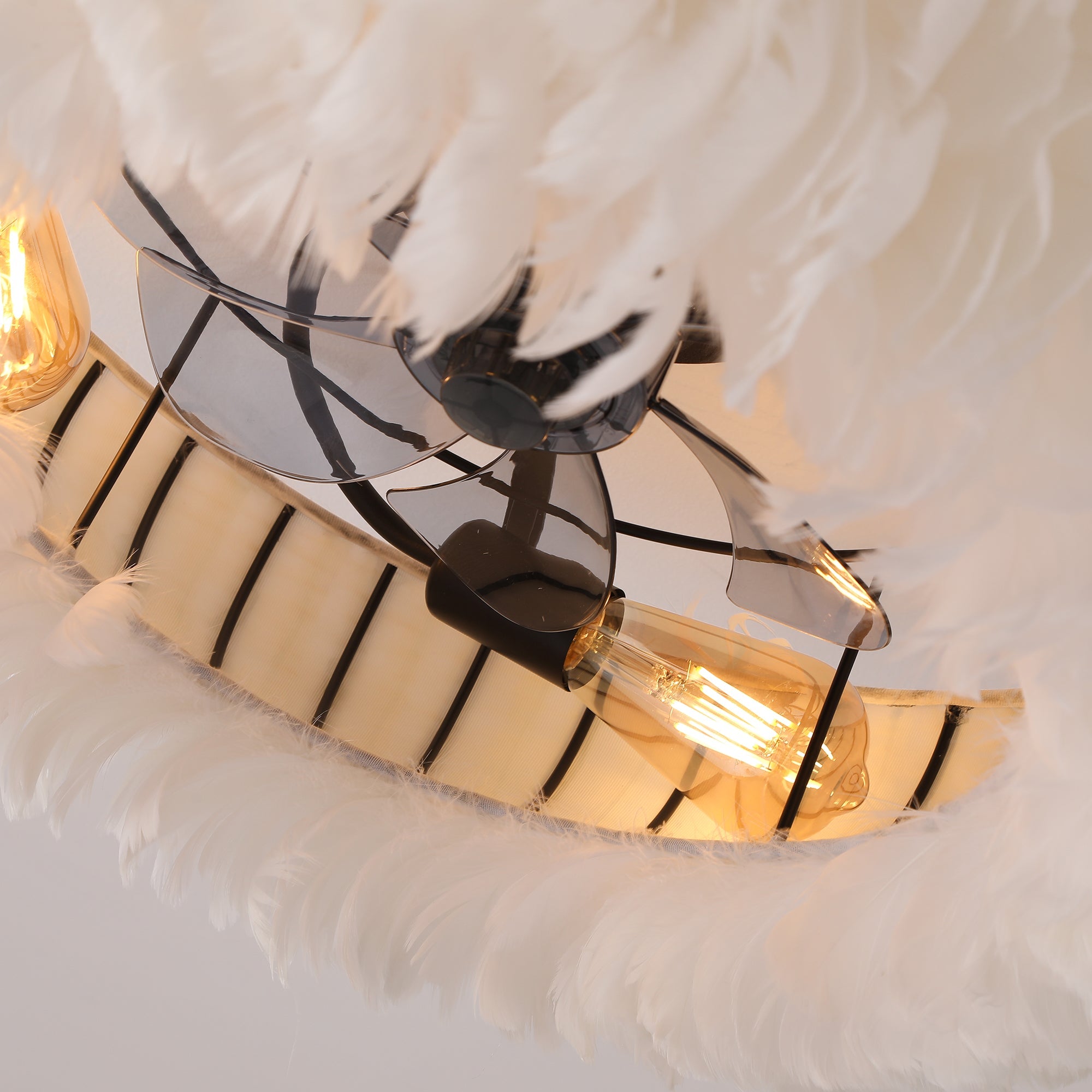 20" Feather-Dressed Caged Ceiling Fan with Remote and Light by HouseOfZazla