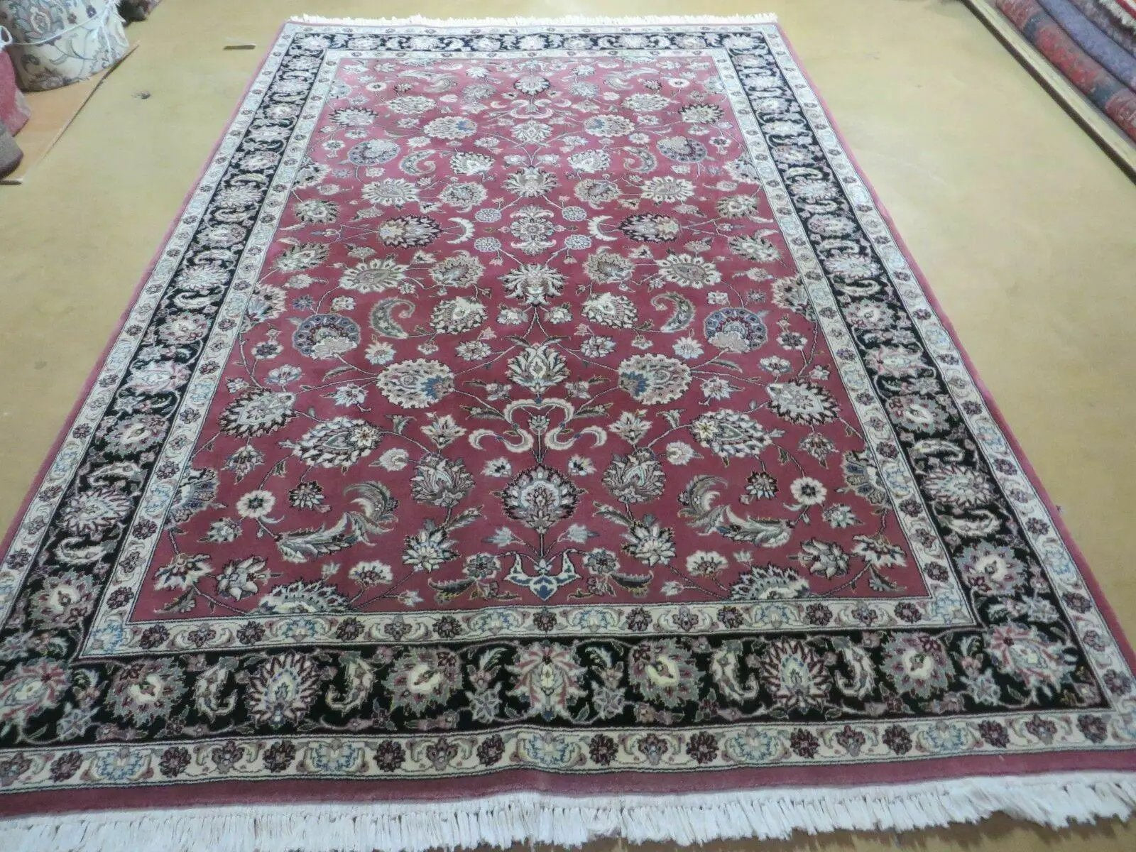 6' X 9' Vintage Handmade Fine India Floral Oriental Silk Accent Wool Rug Carpet by Jewel Rugs