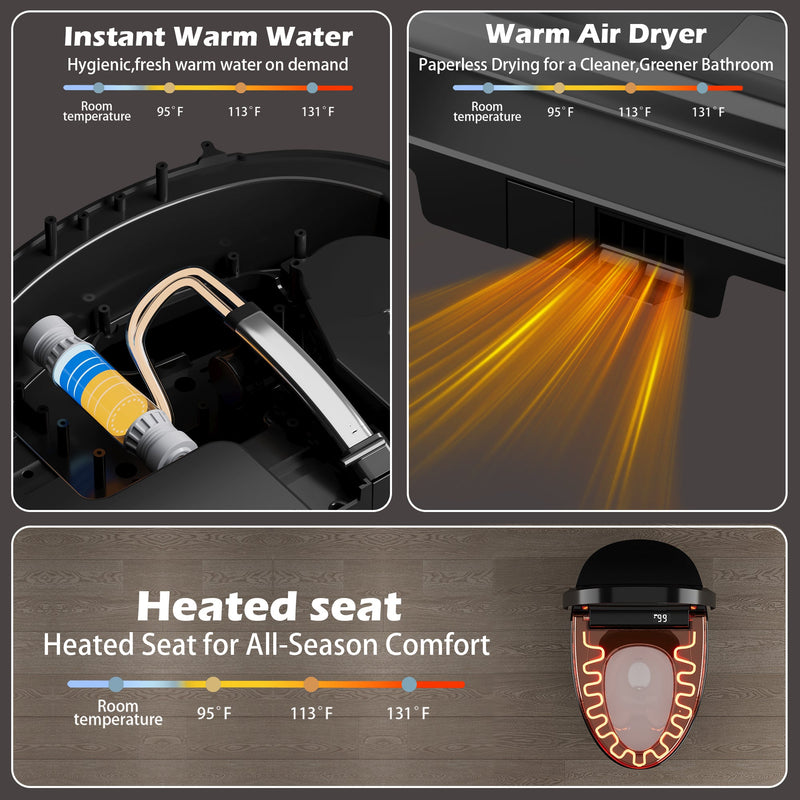 Smart Toilet with Bidet Built-In, Heated Seat, and Advanced Features by HouseOfZazla