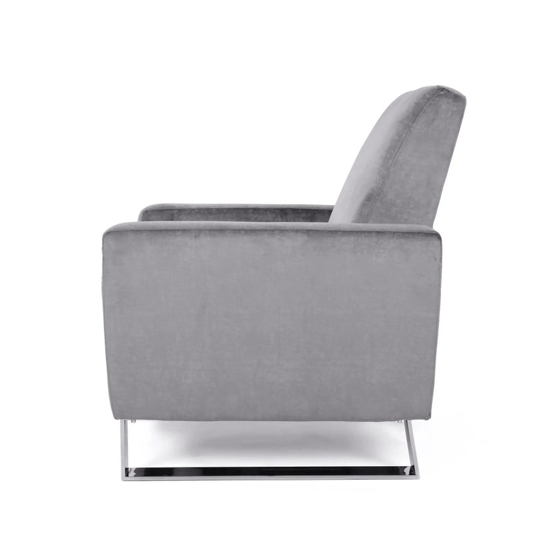 Bolt Upholstered Recliner Chair With Stainless Steel Base - Gray / Chrome by HouseOfZazla