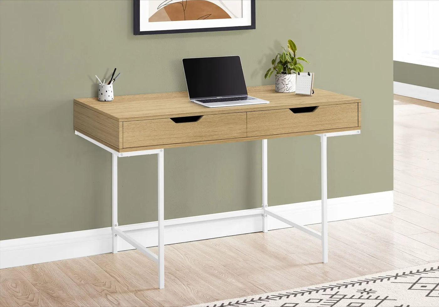 Computer Desk For Home Office, Storage Drawers, Marble Look Contemporary & Modern by Unique Piece Furniture