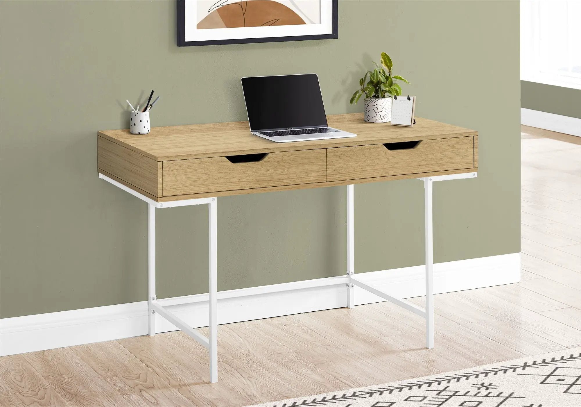 Computer Desk For Home Office, Storage Drawers, Marble Look Contemporary & Modern by Unique Piece Furniture