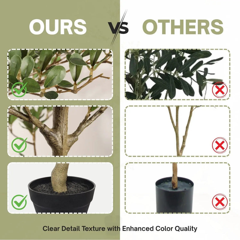 7Ft Artificial Olive Tree With Pot, Realistic Tall Fake Plant For Indoor Decoration - Green Leaves by Unique Piece Furniture