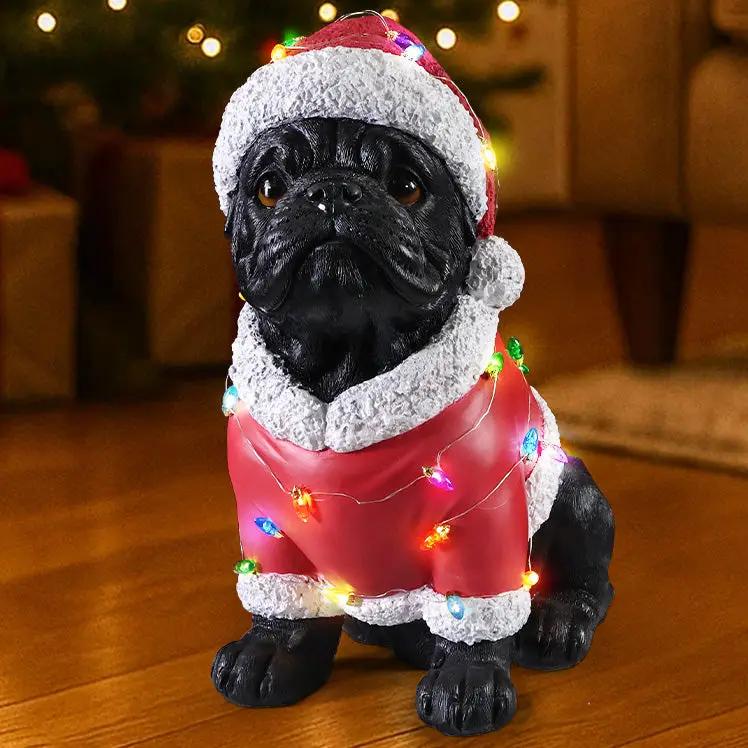 Christmas Pug Statue - Holiday Dog Figurine by HouseOfZazla