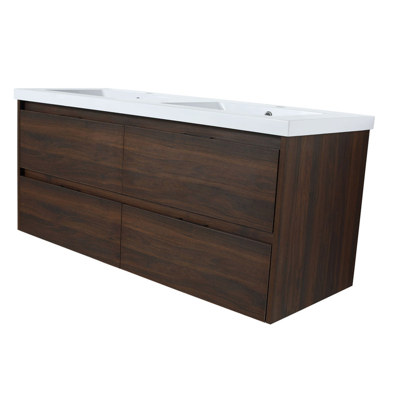 Modern Floating Bathroom Vanity With Dual Resin Sink, Soft Close Drawers by HouseOfZazla