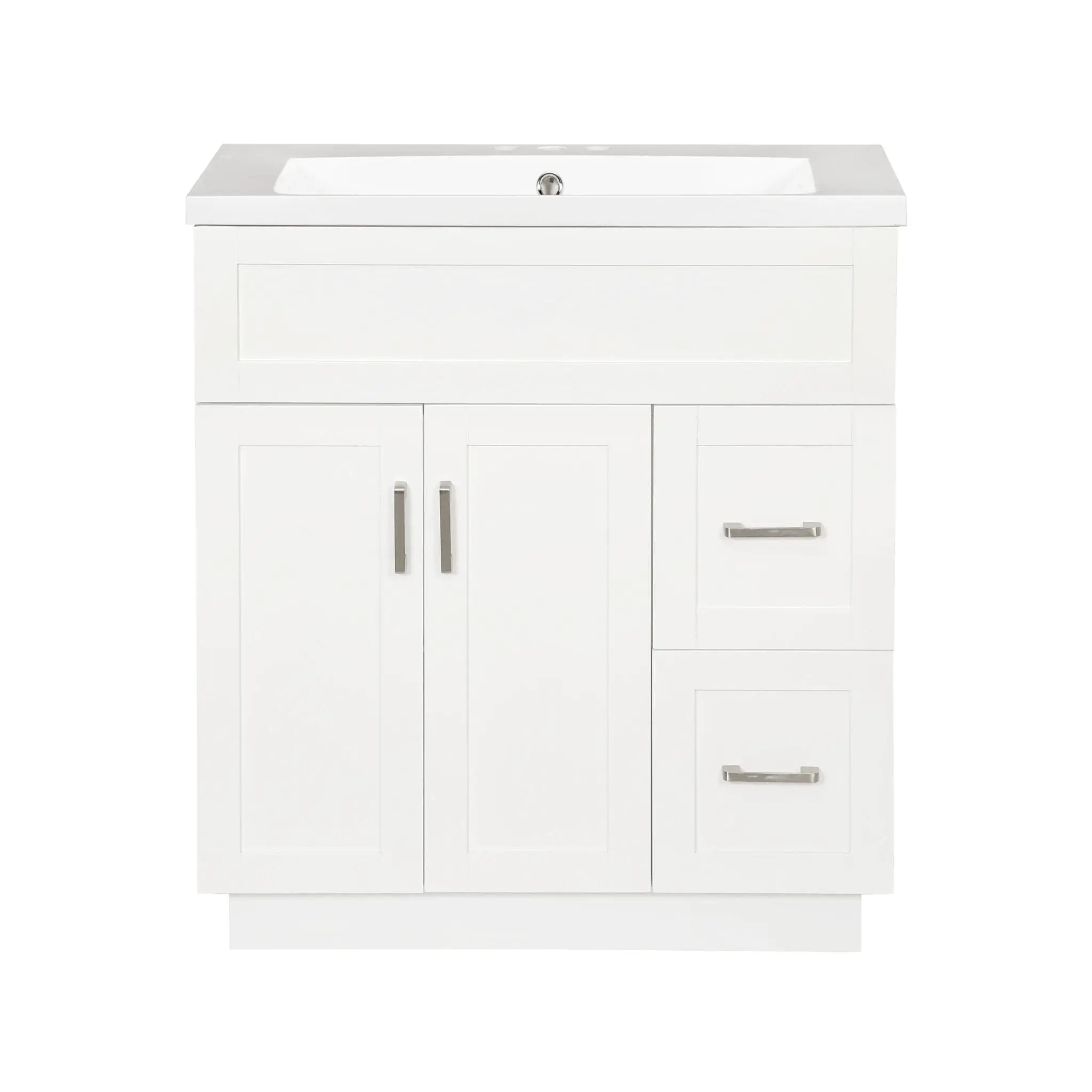 Bathroom Vanity With 2 Doors, 2 Drawers, Adjustable Shelf, Hidden Slides & Soft Close Hinges